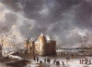 Jan Abrahamsz. Beerstraten The Castle of Muiden in Winter oil painting reproduction